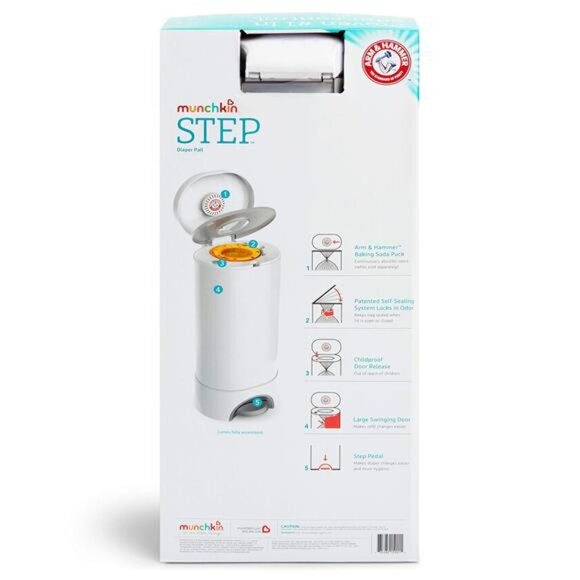 Munchkin® STEP™ Diaper Pail Powered by Arm & Hammer, #1 in Odor Control, - Picture 4 of 12